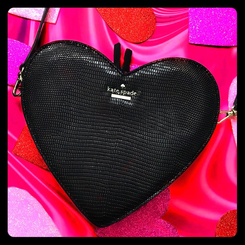 SOLD KATE SPADE SECRET ADMIRER BLACK HEART BAG - Picture 1 of 7